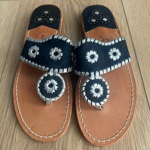 New Navy and Silver Jack Rogers Classic Jacks Flat Sandals